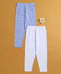 Girls Leggings White & Blue Pack of 2