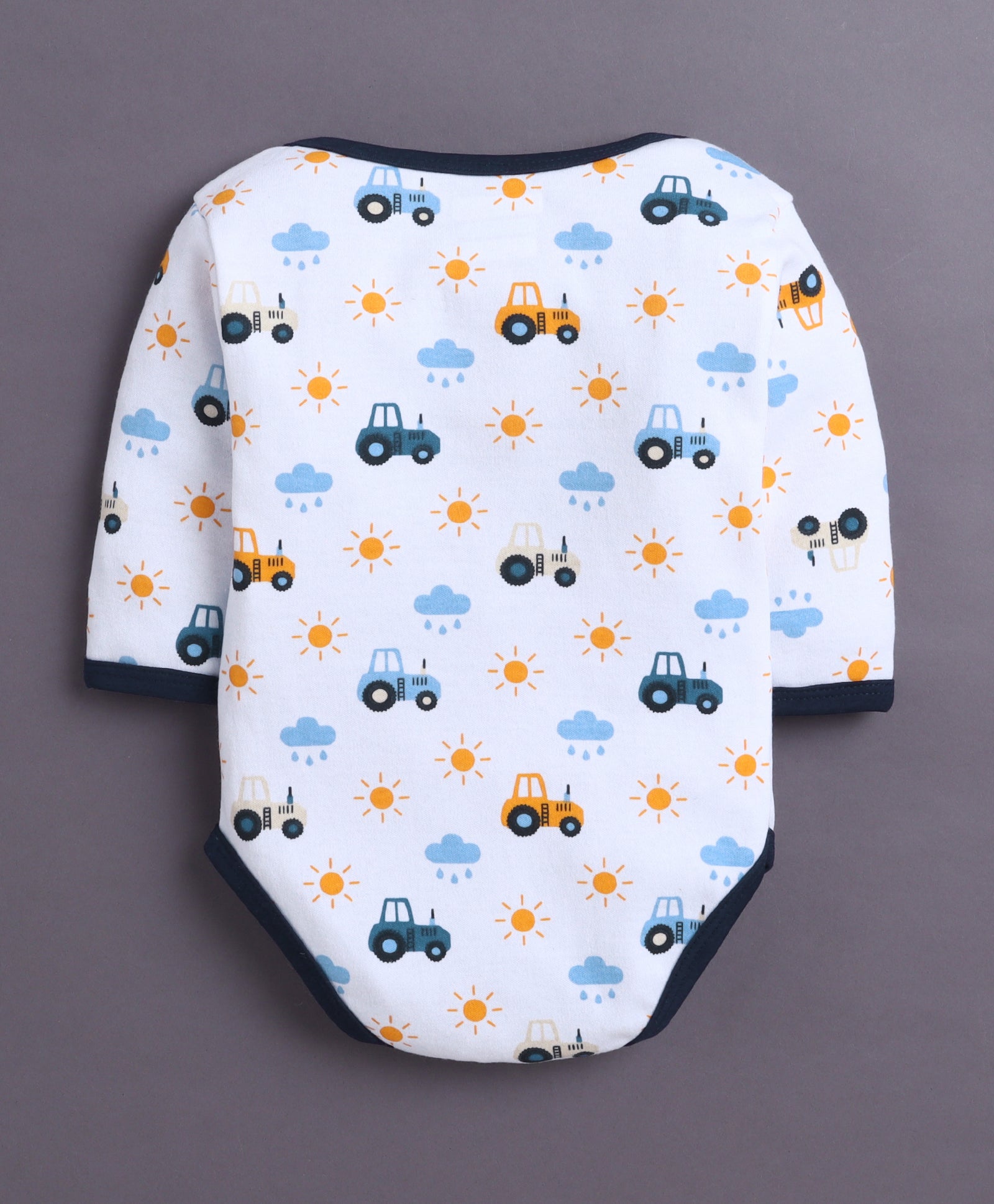 Navy & White Baby Boys Full Sleeves Cotton Bodysuit / Onesies Pack Of 3