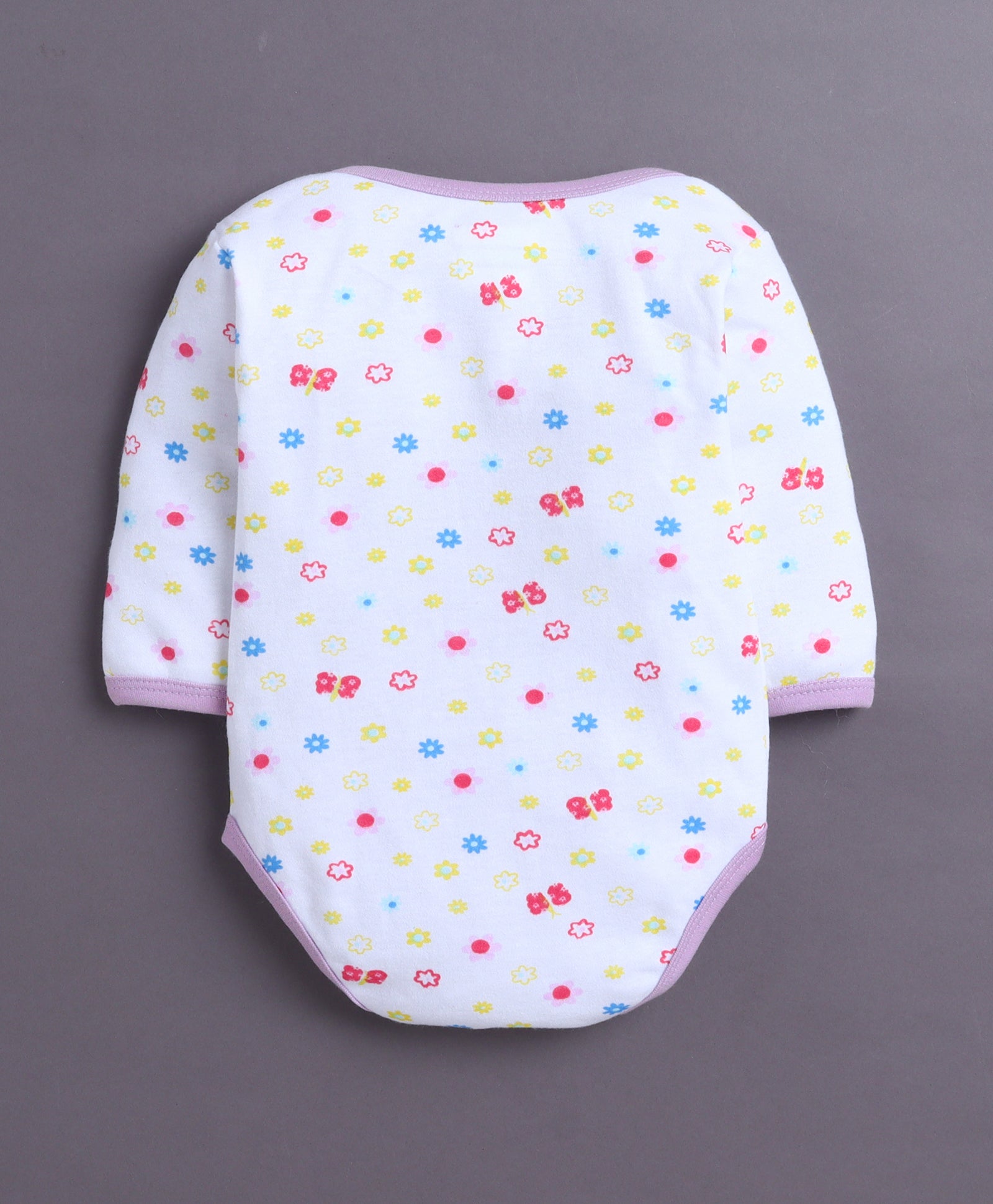 Lavender & White Baby Girls Full Sleeves Cotton Bodysuit / Onesies Pack Of 3