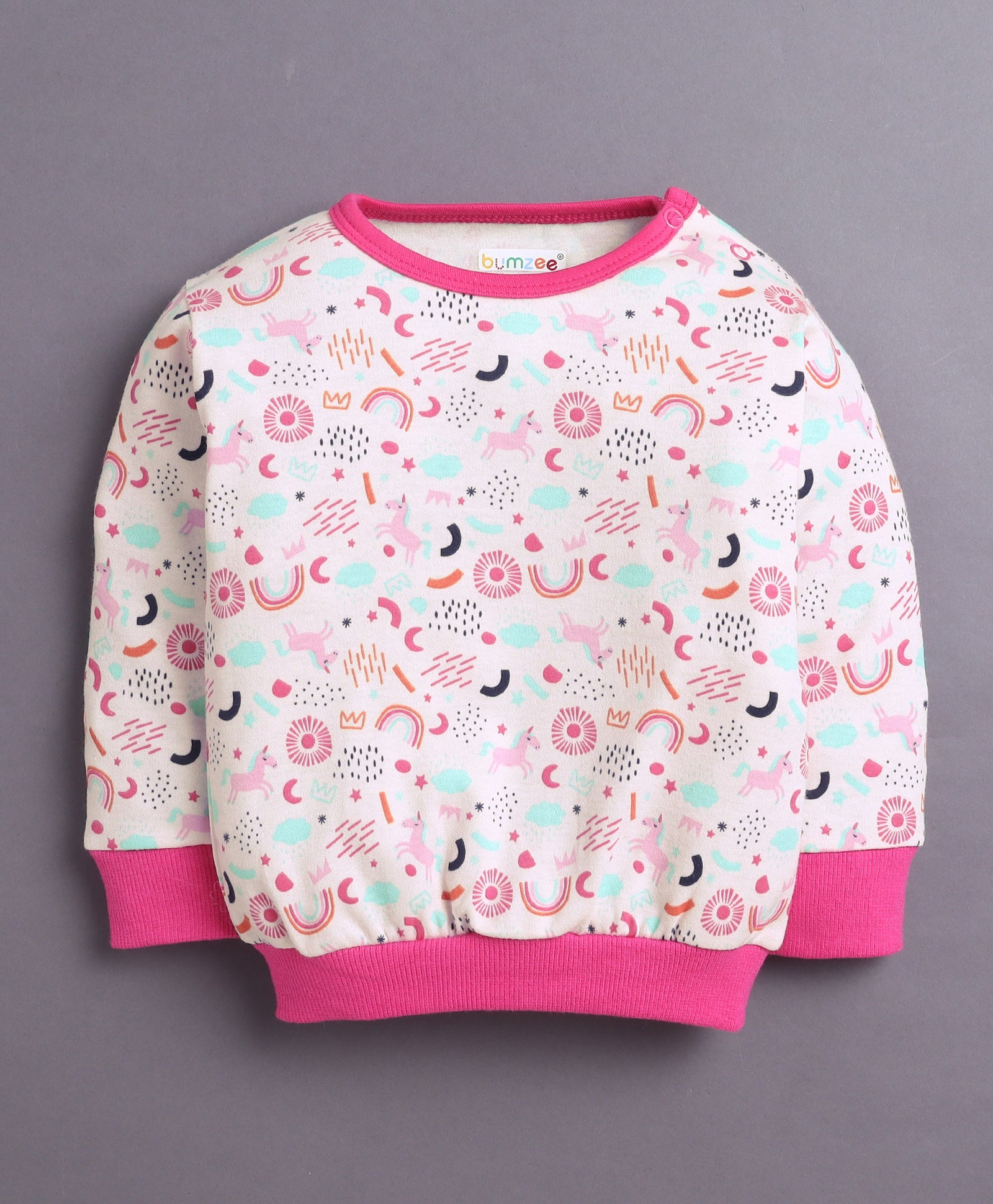 Baby Pink & Pink Girls Full Sleeves Cotton T-Shirt & Jogger Set