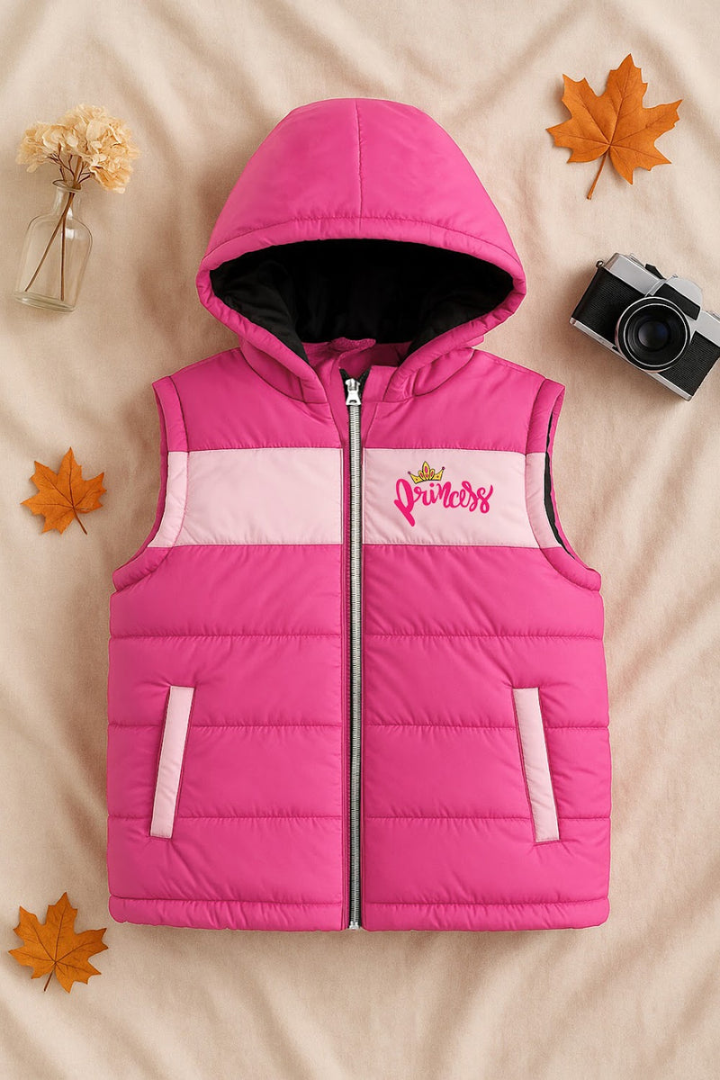 Girls' Pink & Fuchsia Hooded Puffer Vest