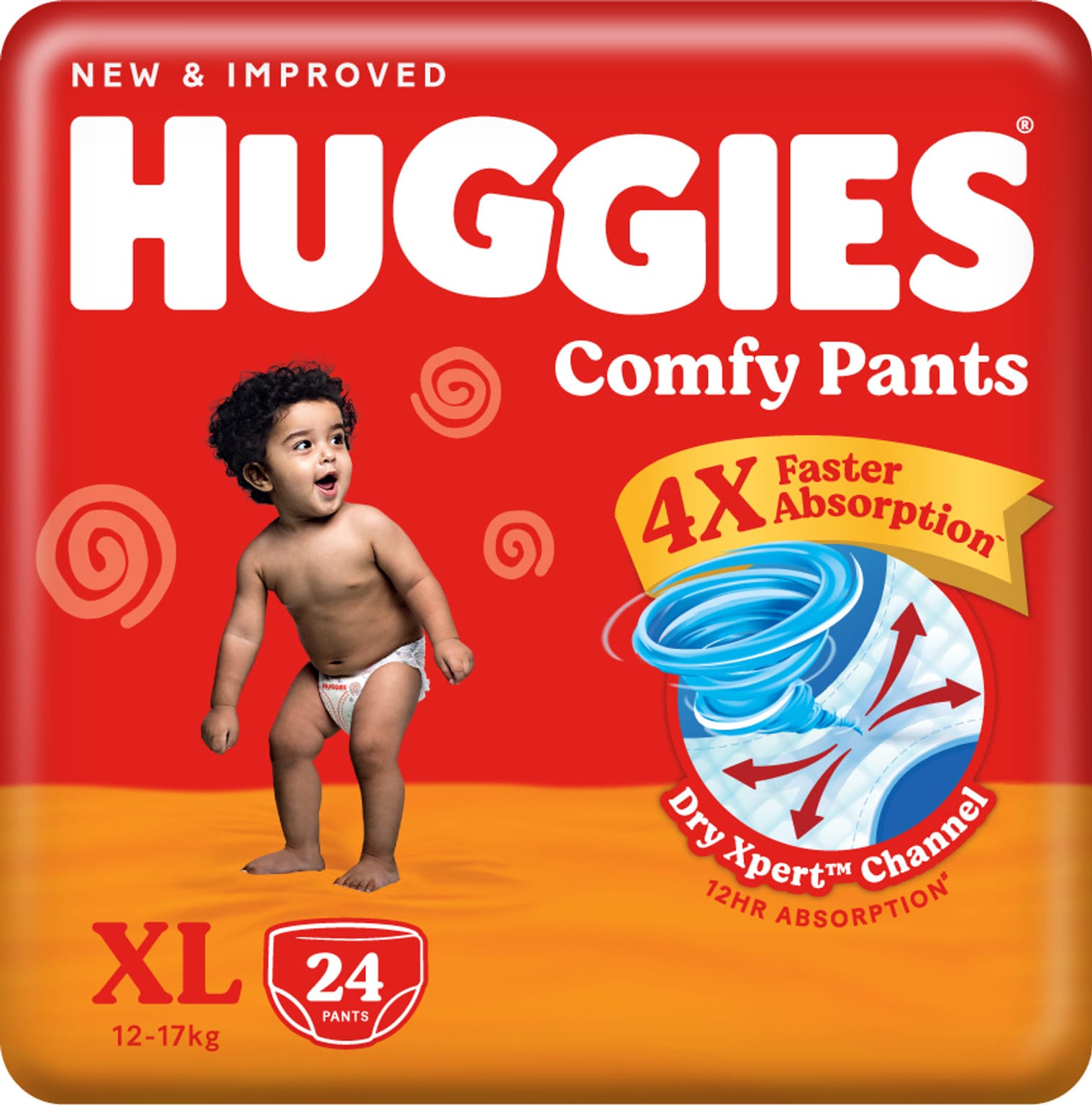 Huggies Comfy Baby Diaper Pants,  X-Large (12 - 17Kg) - 24 Pack