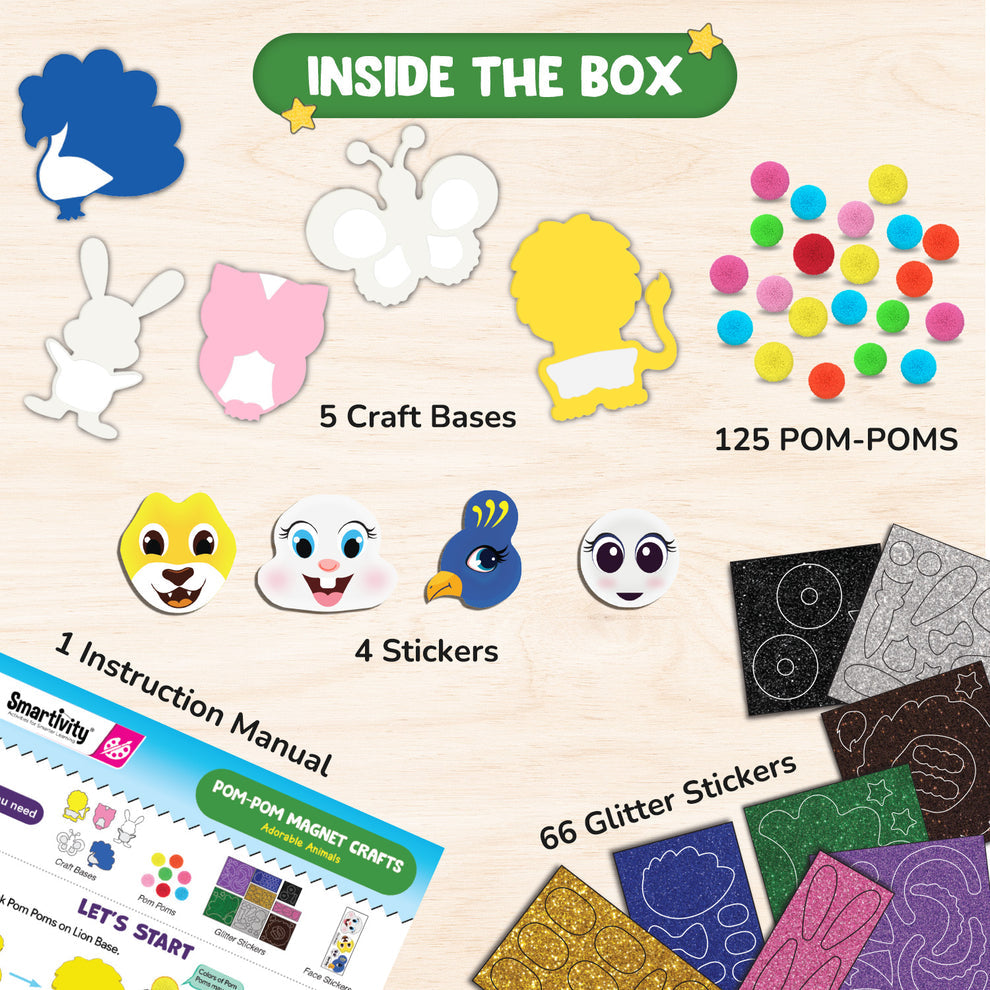 Pom-Pom Magnet Crafts Adorable Animals