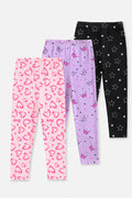 Girls' 3-Pack Printed Heart & Star Leggings
