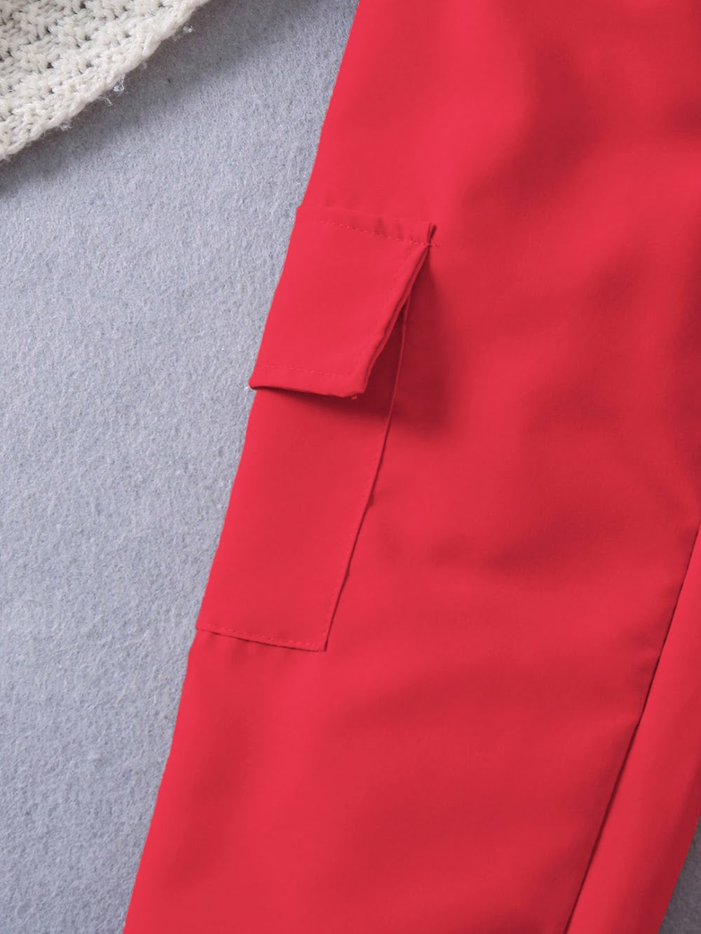 Kids' Bright Red Drawstring Cargo Joggers