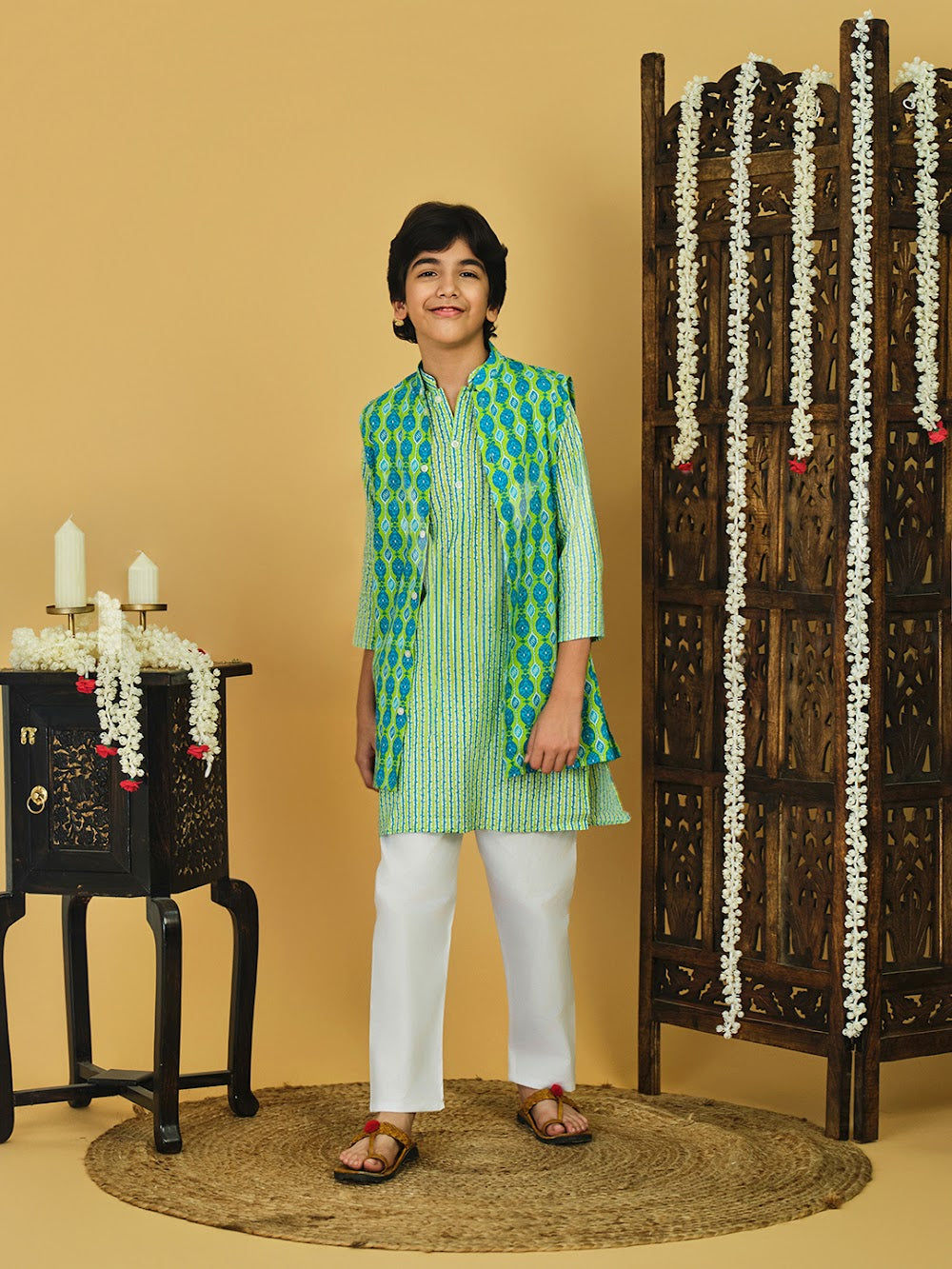 Green Checked Kurta Outfit