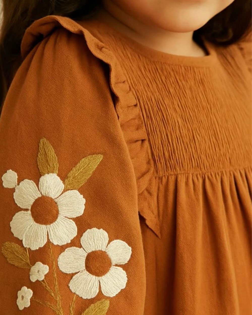 Burnt Orange Embroidered Dress