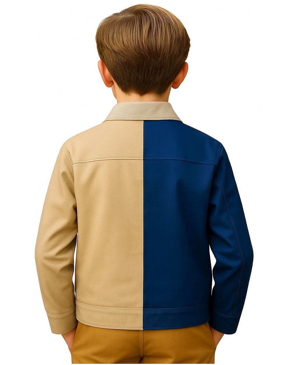 Blue & Beige Blocked Jacket