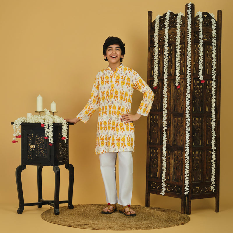 Classic White Cotton Baby Kurta & Pajama Set