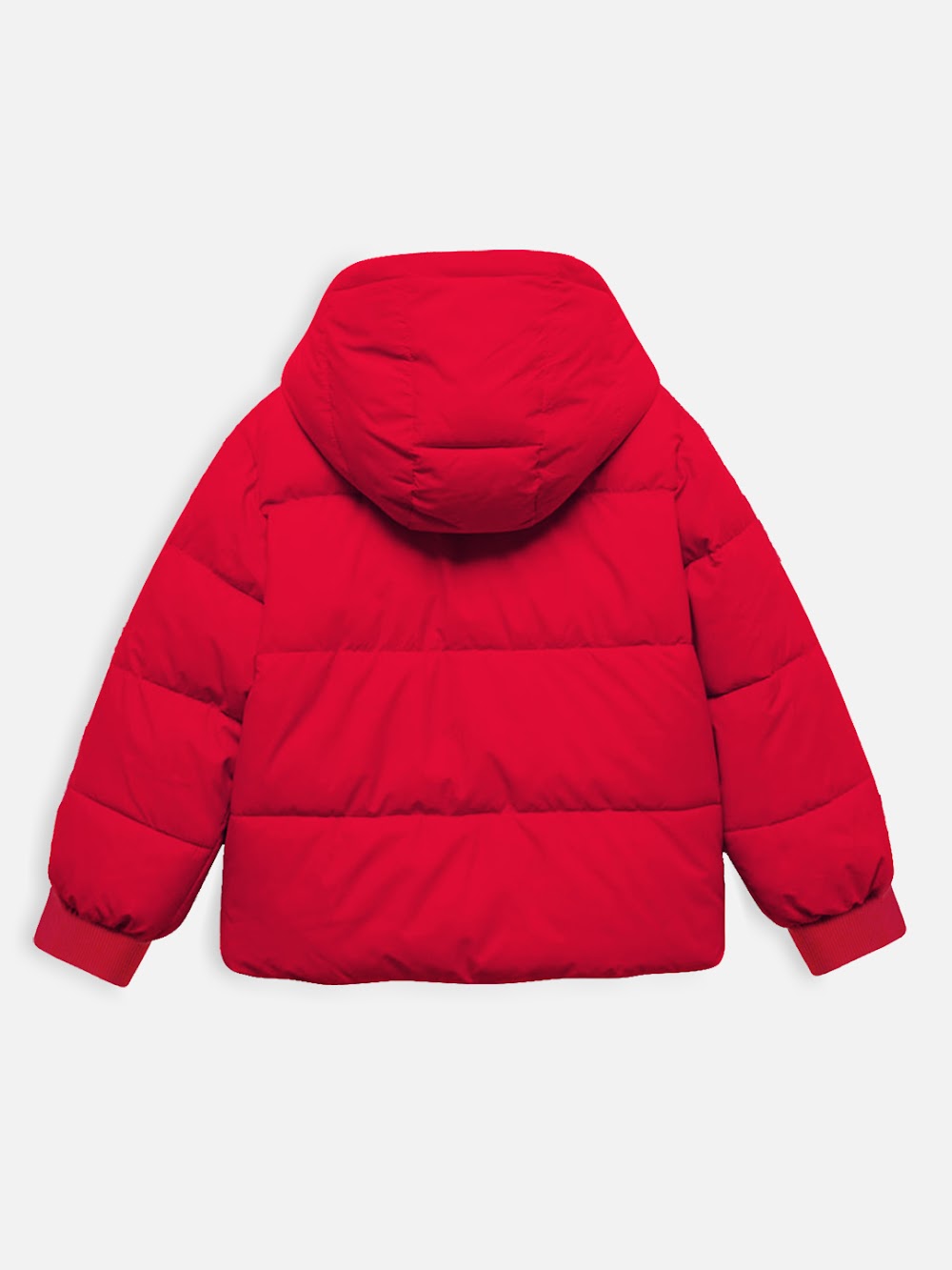 Kids' Red & Black Color-Block Winter Puffer Jacket