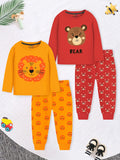 Kids' Animal Character Pajama Sets (Lion & Bear)