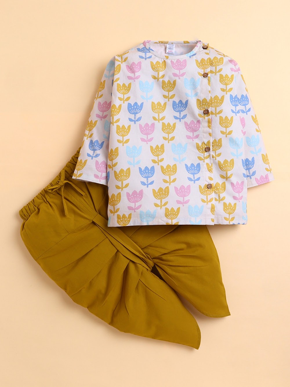 Boys Yellow  Angrakha And Dhoti Set