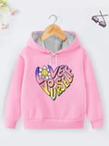 Girls' Pink "Love You" Graphic Fleece Hoodie