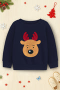 Kids' Navy Blue Reindeer Holiday Sweatshirt