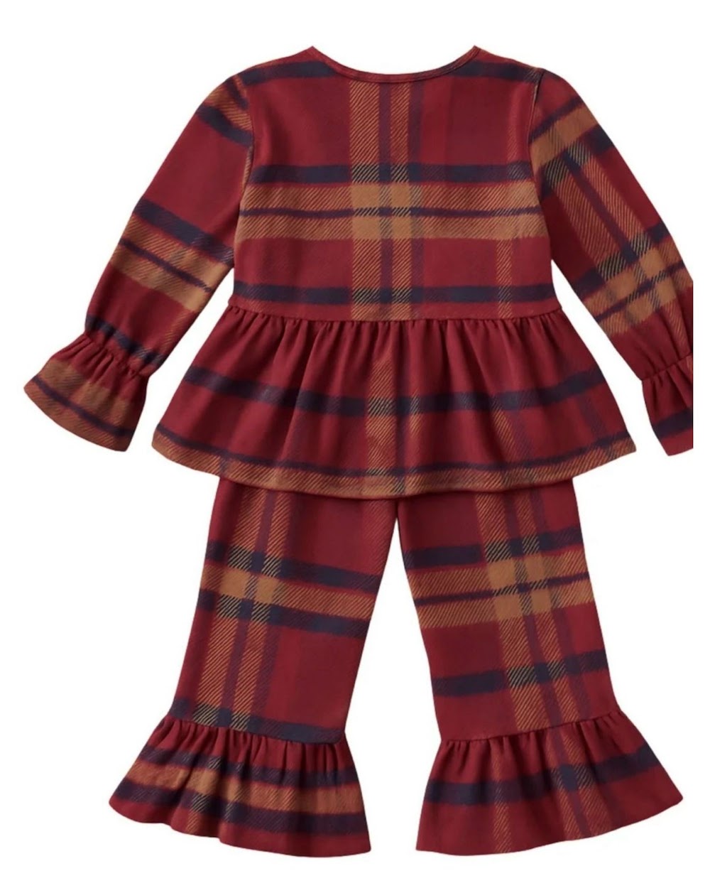 Red Plaid Ruffled Pant Set