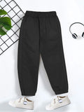 Kids' Casual Dark Black Jogger Trousers