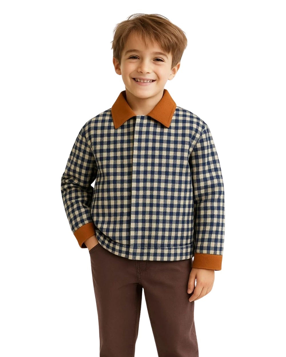 Brown & Gingham Boy'S Jacket