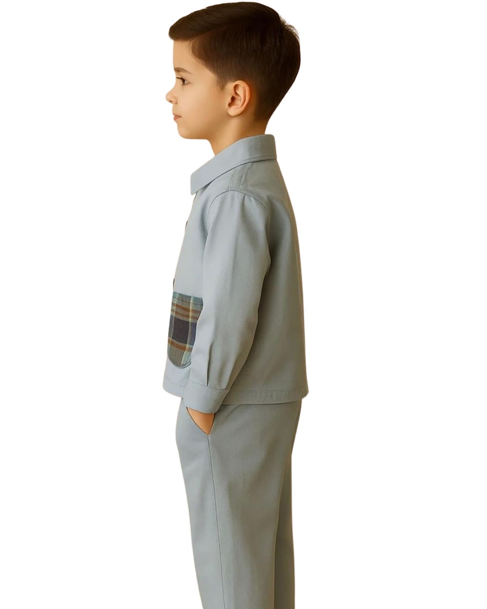 Blue Plaid Pocket Set