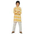 Classic White and Yellow Cotton Baby Kurta & Pajama Set