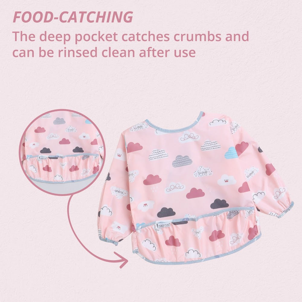 Full Sleeve Waterproof Feeding Baby Bibs Apron