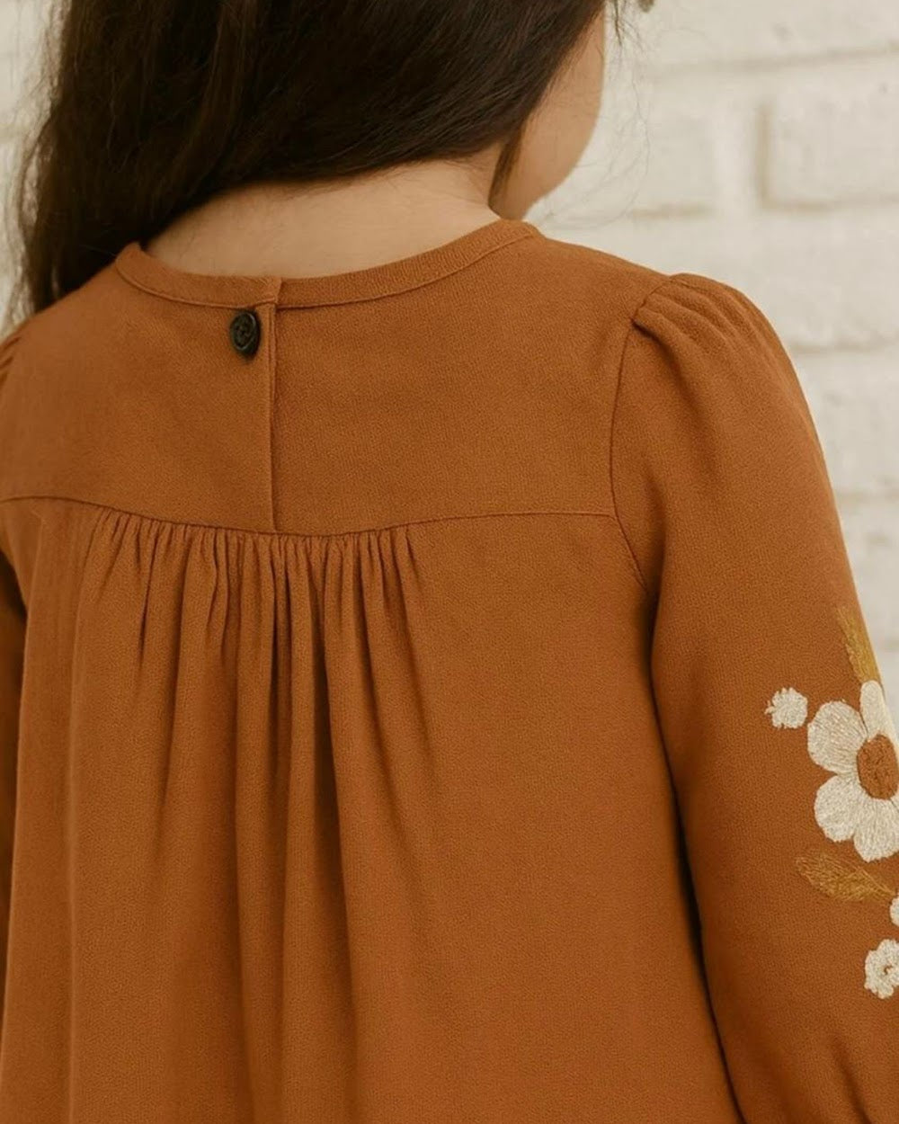 Burnt Orange Embroidered Dress