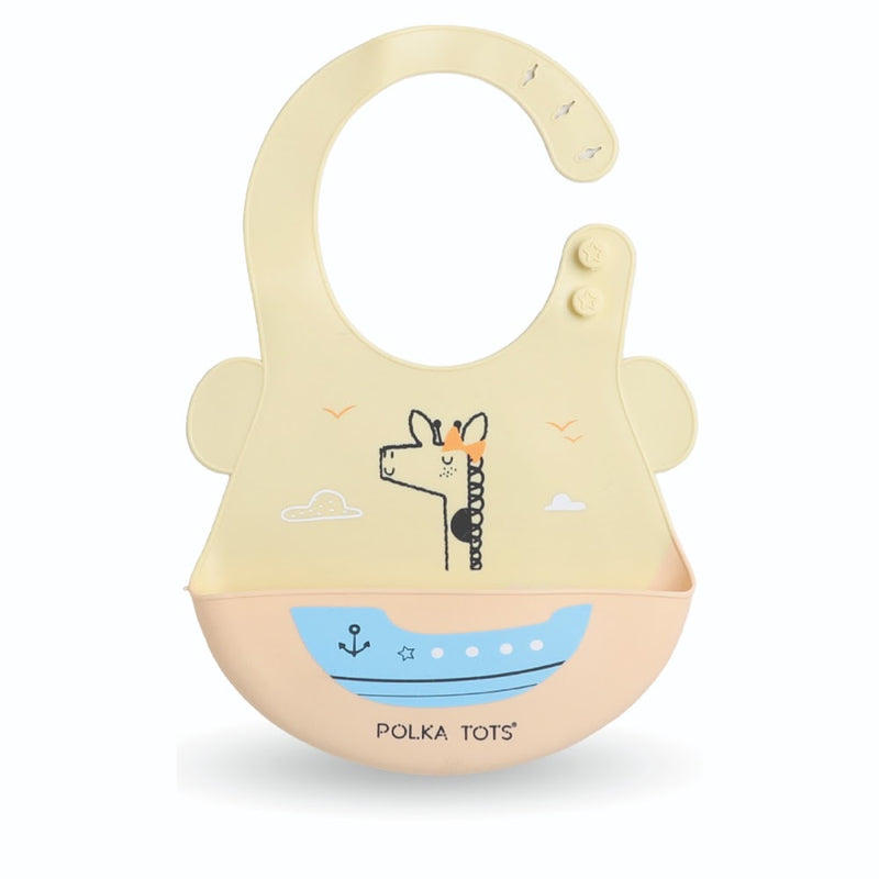 Silicon Bibs Boat Yellow Design