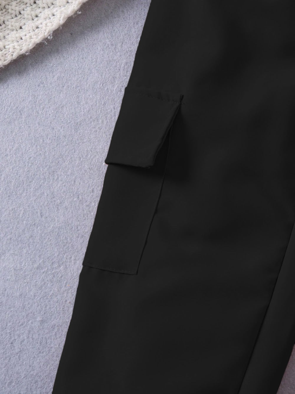 Kids' Solid Black Utility Cargo Trousers