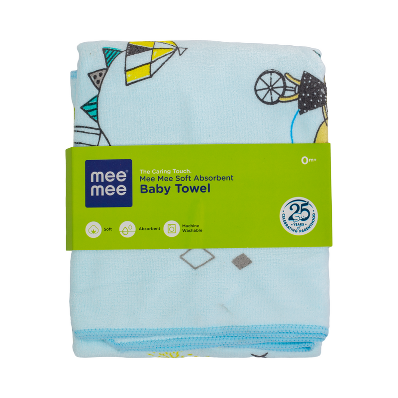 Mee Mee Micro Fiber Baby Bath Towel for New Born | Wash Cloth, Quick Absorbent, Extra Soft Cotton Towels for Kids/Toddlers/Infants/Babies, Pack of 1(Blue)