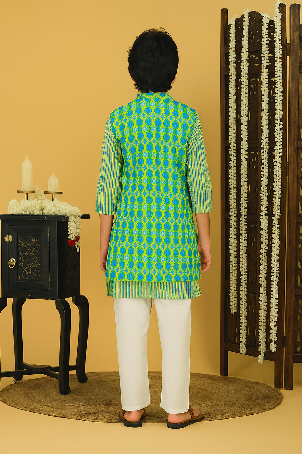 Green Checked Kurta Outfit