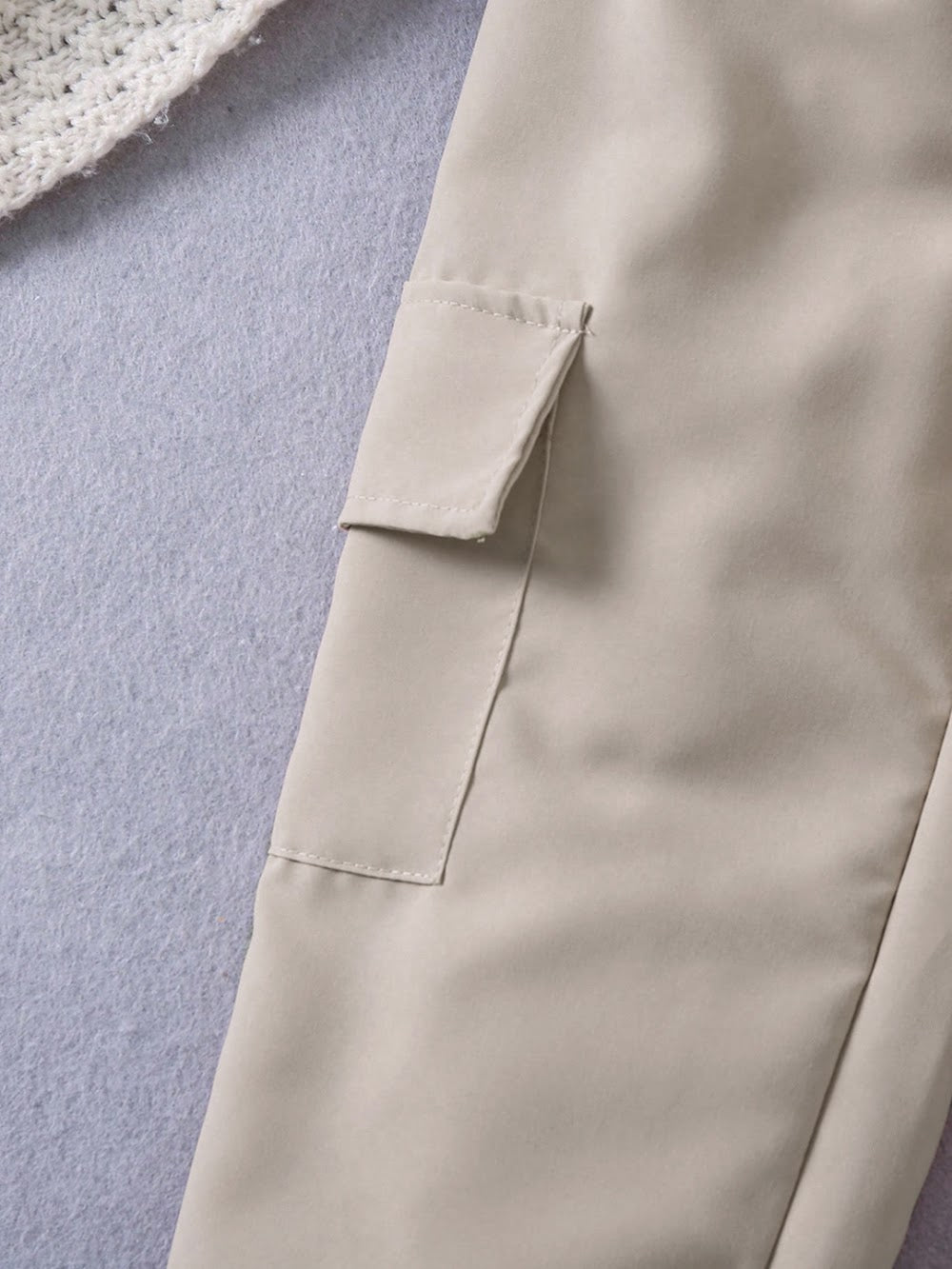 Kids' Khaki Beige Fleece Cargo Joggers