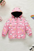 Girls' Hooded Unicorn Print Puffer Jacket