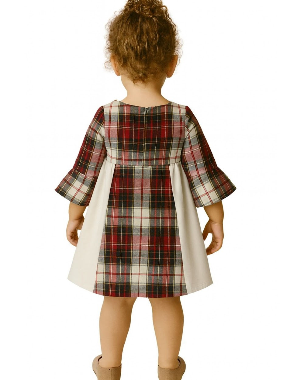 Red & White Plaid Panel Dress