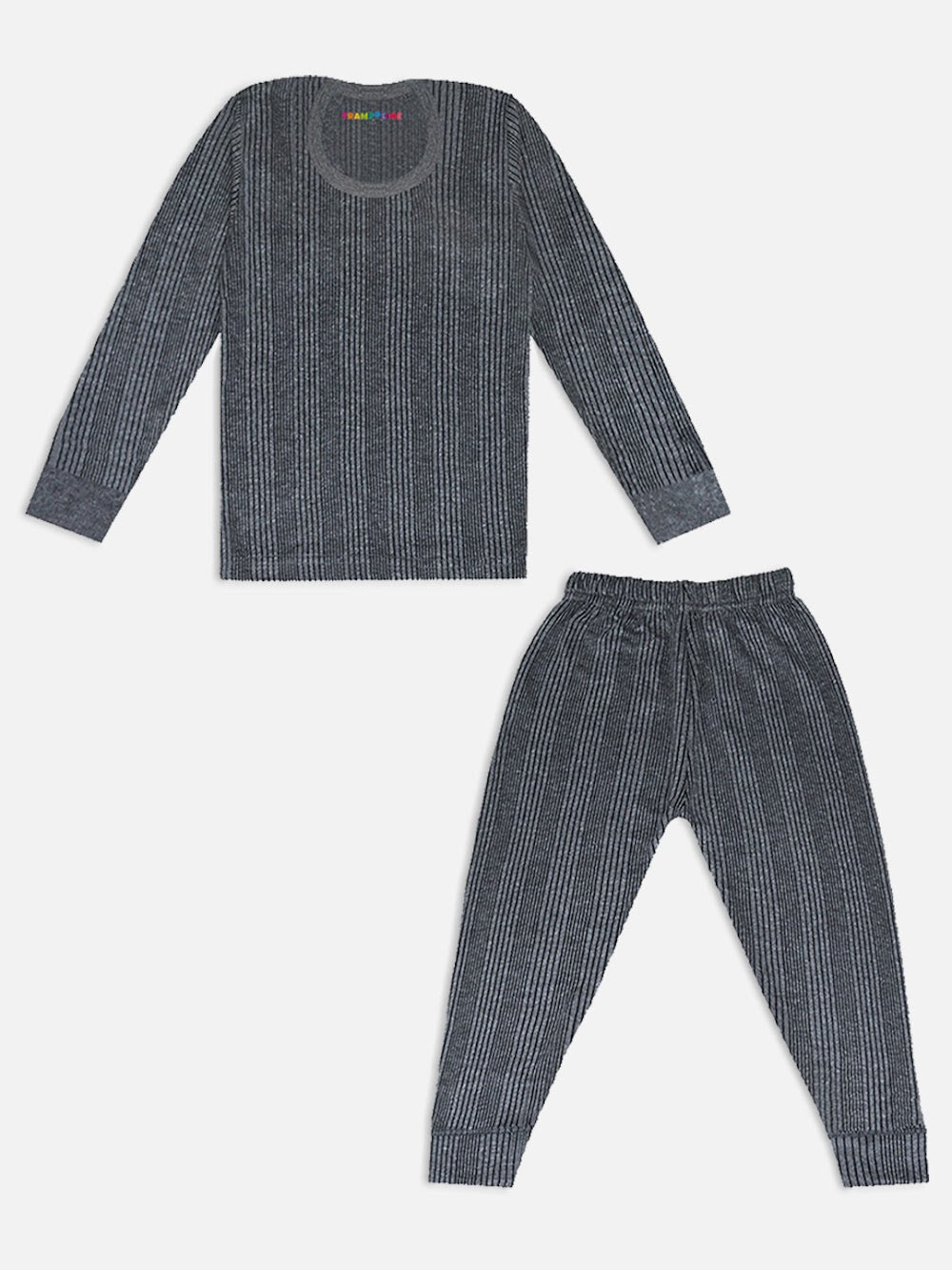 Unisex Charcoal Grey Rib-Knit Thermal Set