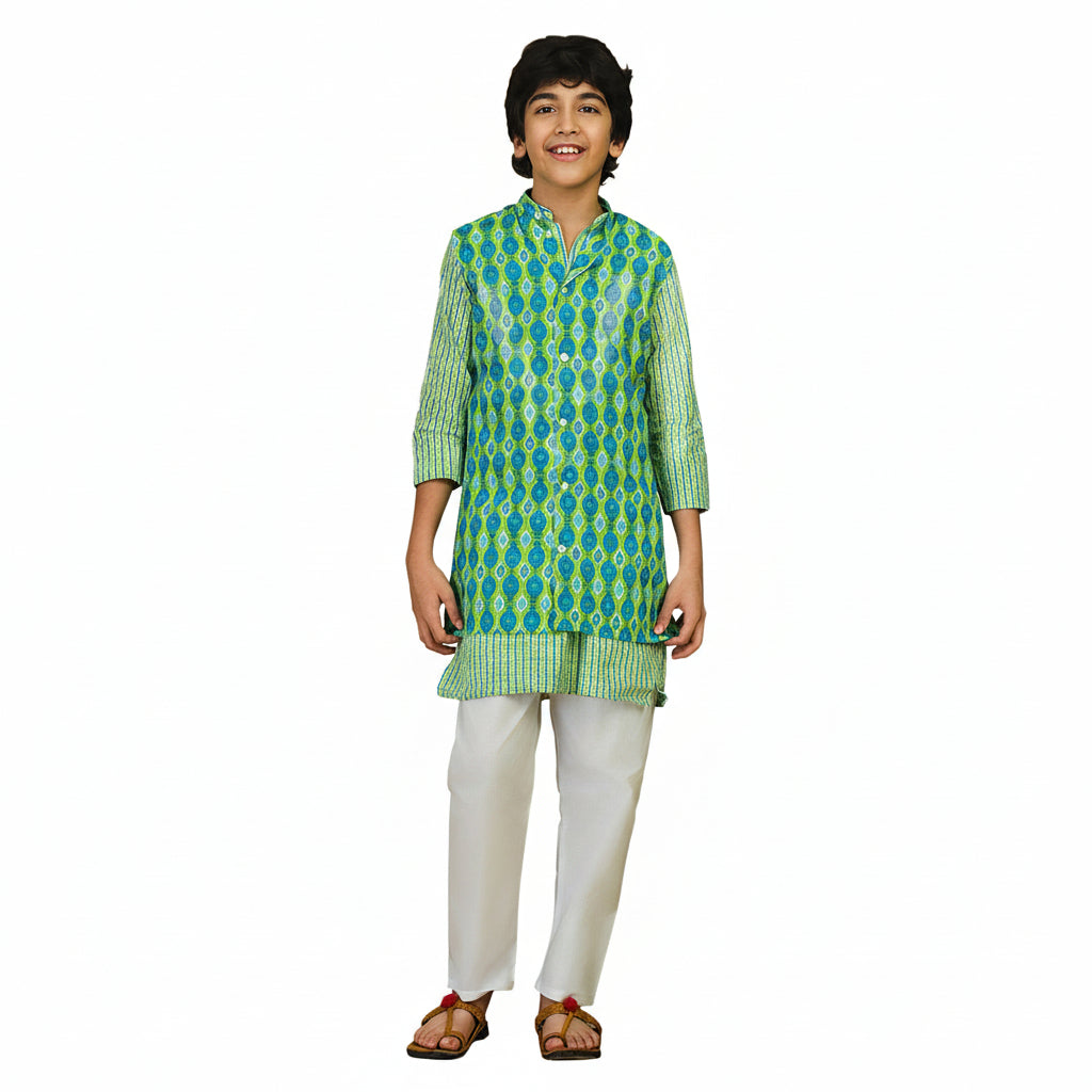 Green Checked Kurta Outfit