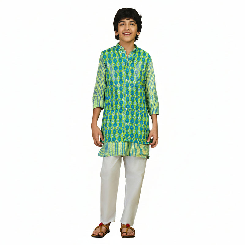 Green Checked Kurta Outfit