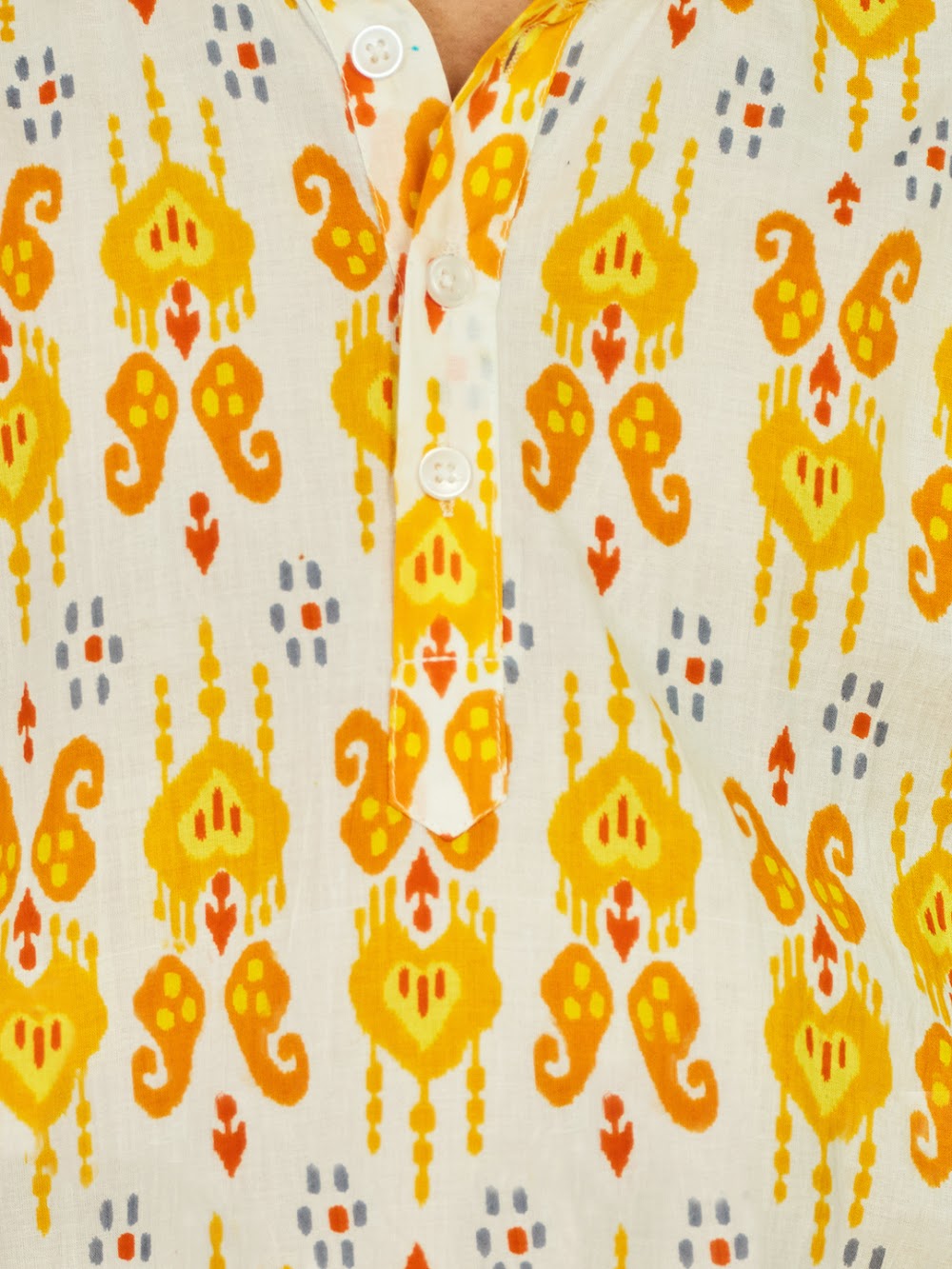 Classic White and Yellow Cotton Baby Kurta & Pajama Set