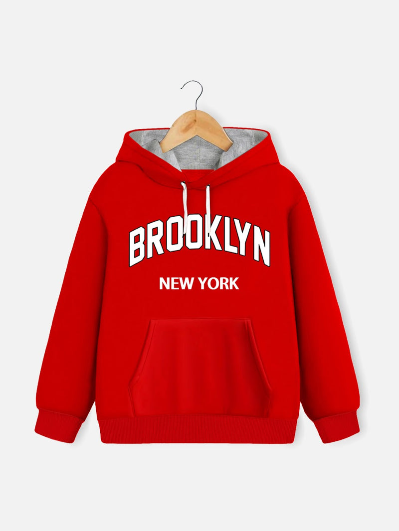 Boys' Red Collegiate "Brooklyn" Hooded Sweatshirt