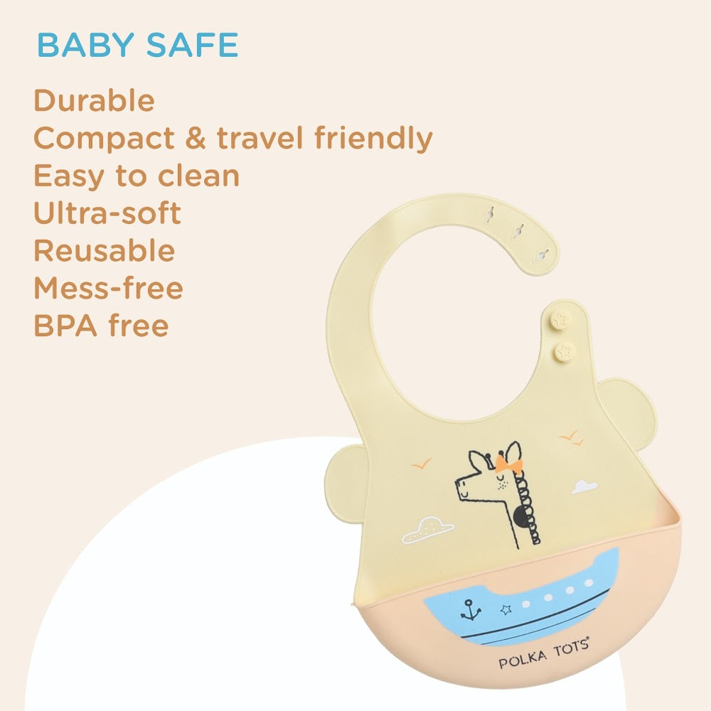 Silicon Bibs Boat Yellow Design