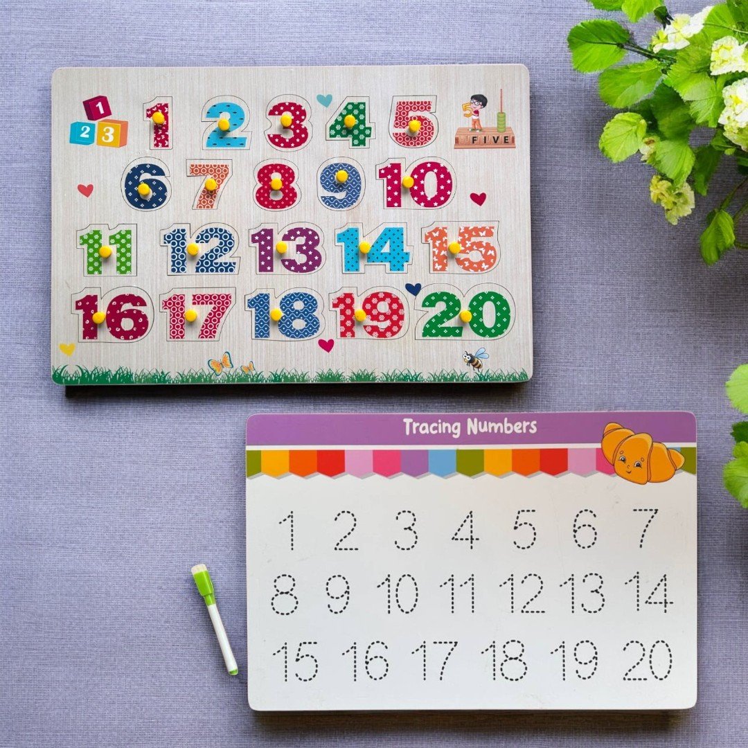 2 in 1 Numbers Peg with Wipe-Clean Writing Practice Board
