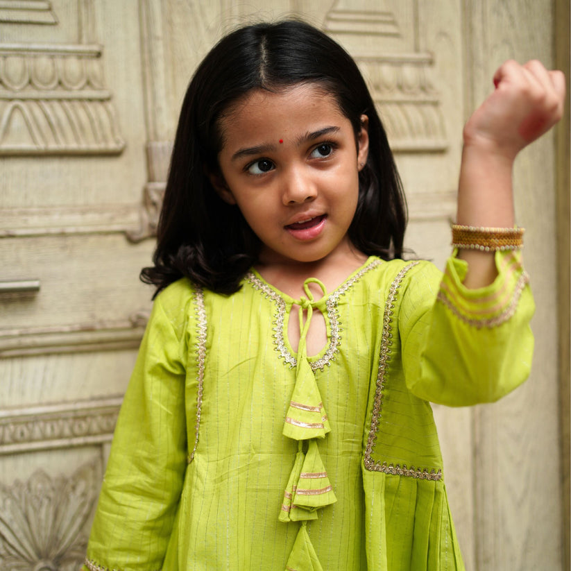 Green Cotton Sharara Set