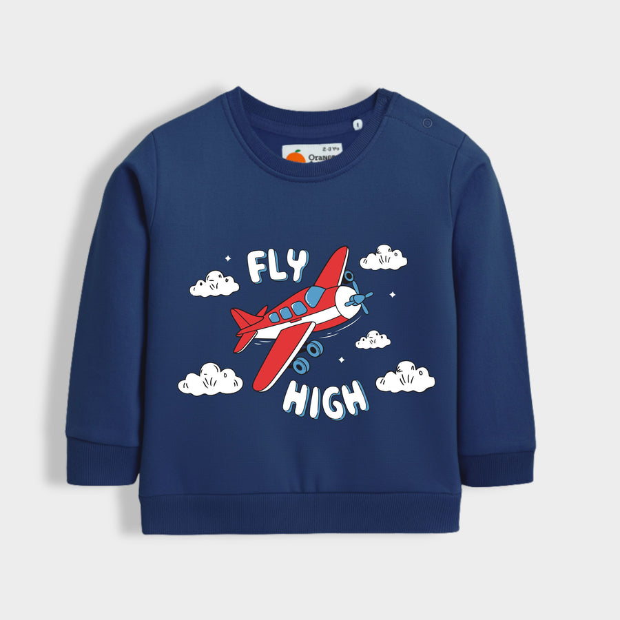 Blue Fly High Print Cotton Sweatshirt