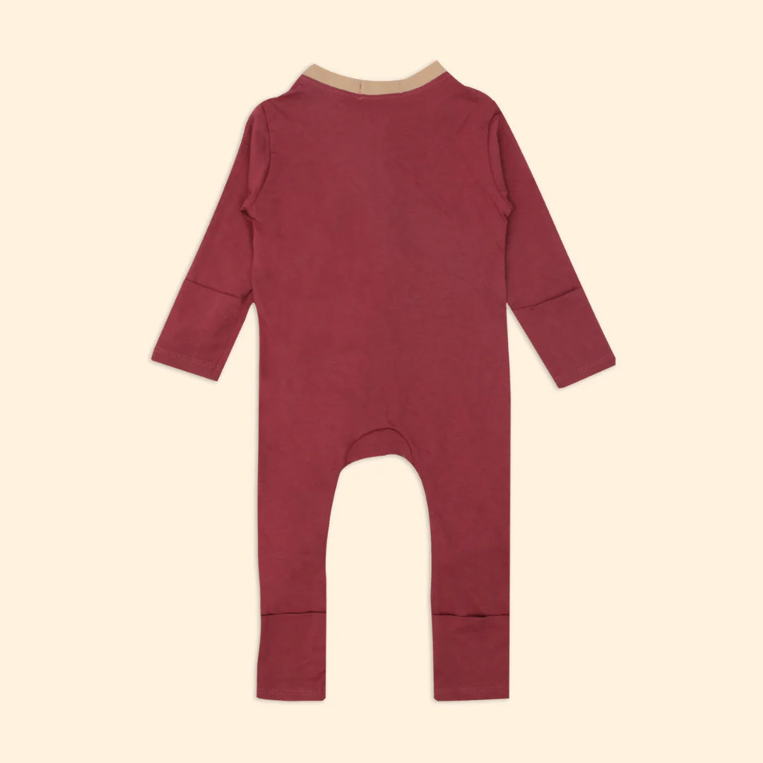 Knitted Bodysuit With 2-Way Zipper - Red