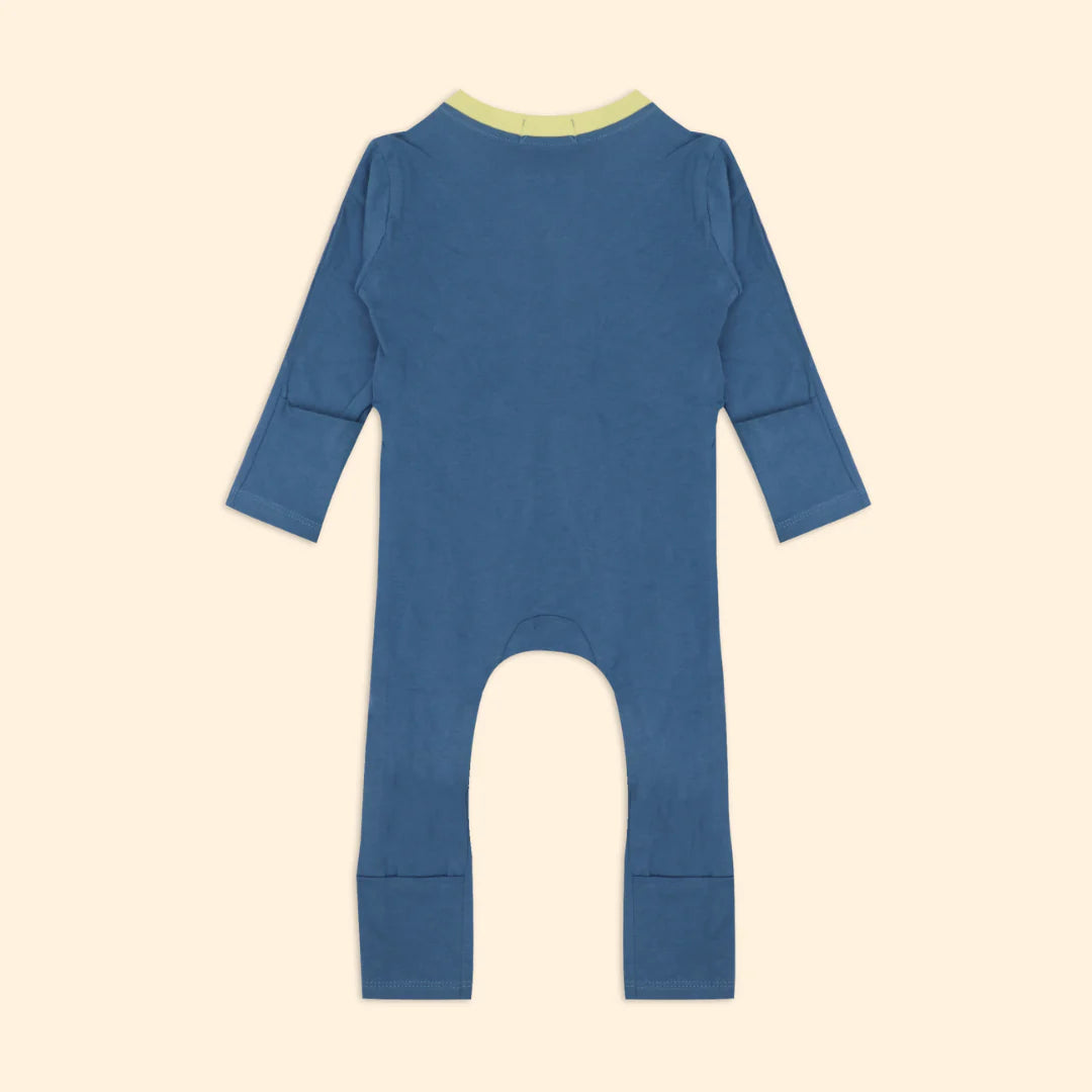 Knitted Bodysuit With 2-Way Zipper - Blue