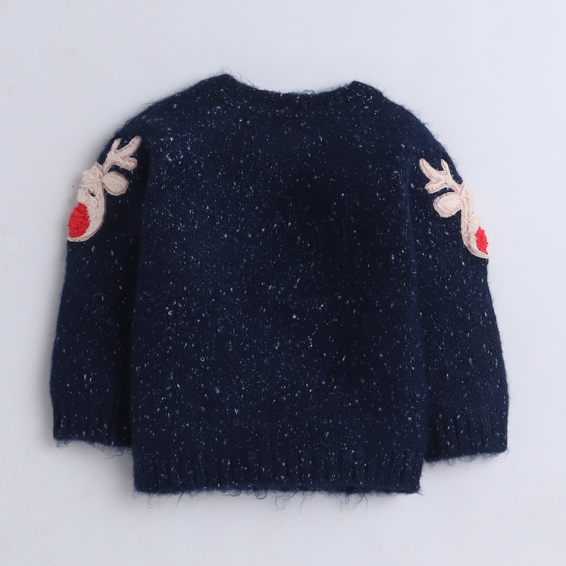 Baby Navy Knit Sweater with Reindeer Motif