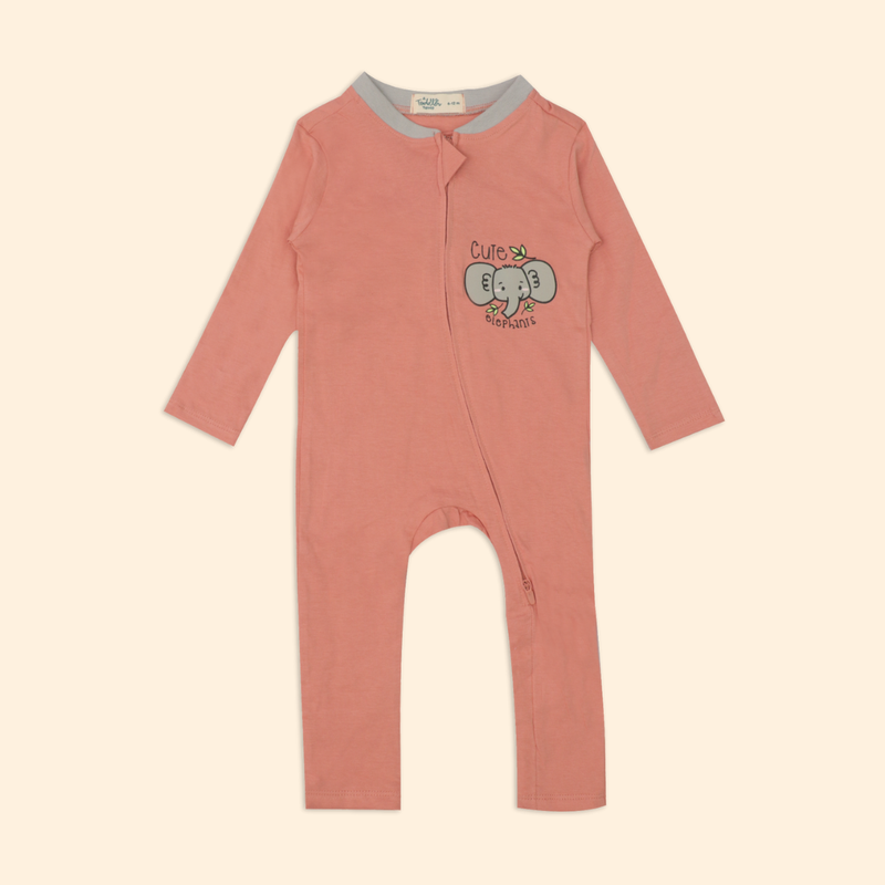 Knitted Bodysuit With 2-Way Zipper - Peach