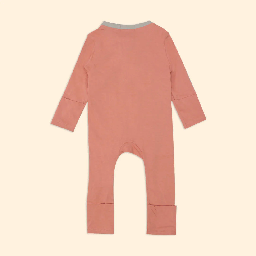 Knitted Bodysuit With 2-Way Zipper - Peach