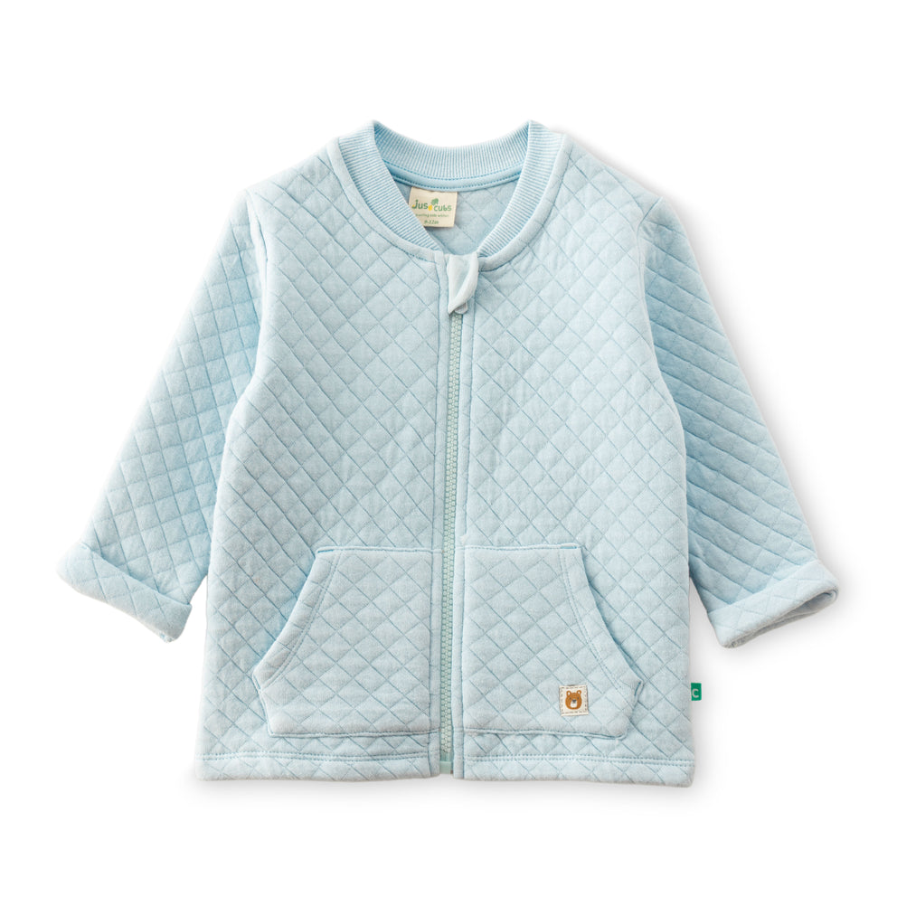 Light Blue Quilted Zip-Up Baby Jacket/Cardigan