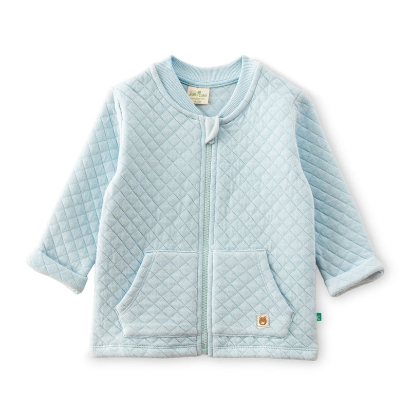Light Blue Quilted Zip-Up Baby Jacket/Cardigan
