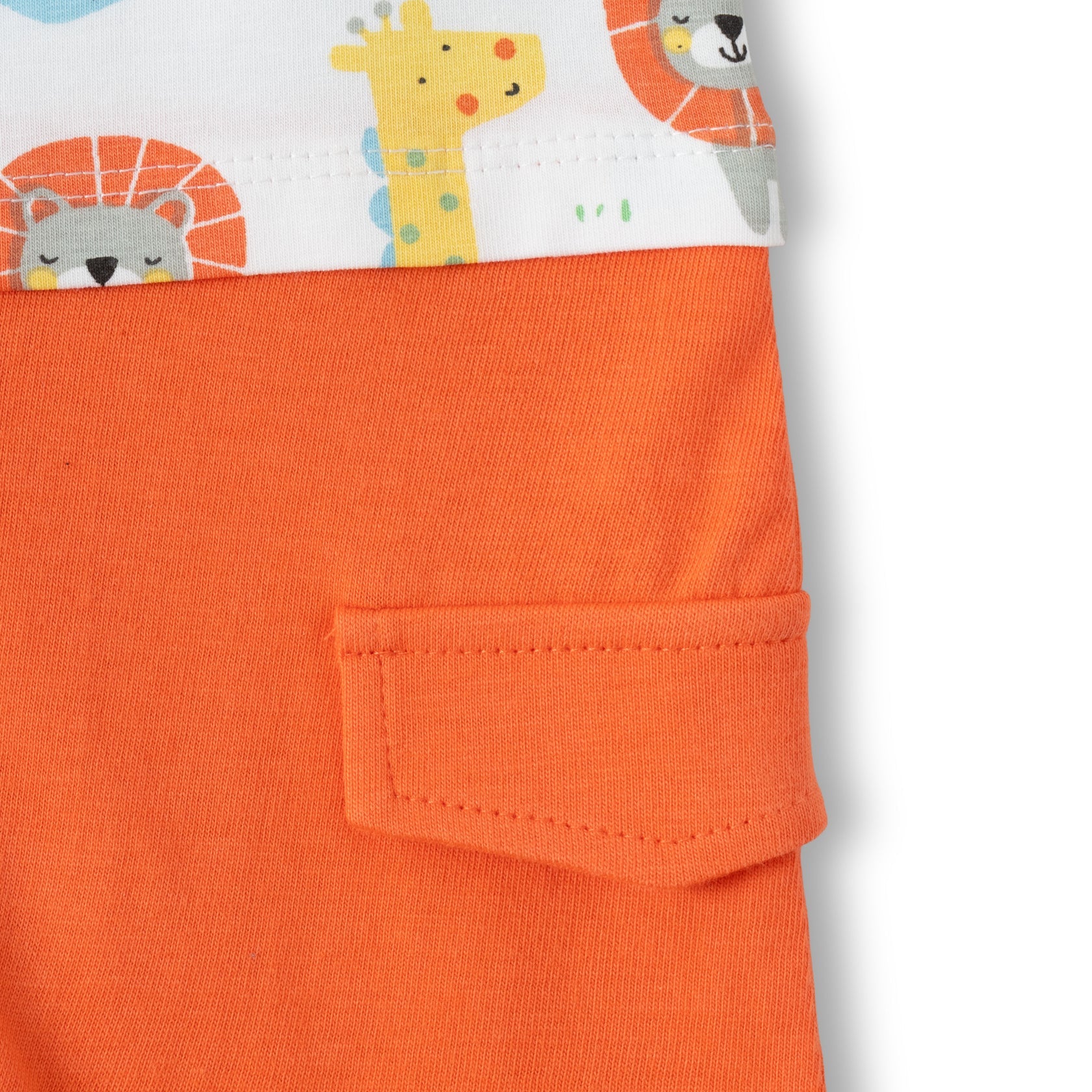 Safari Animal Print Baby Romper With Cargo Pockets