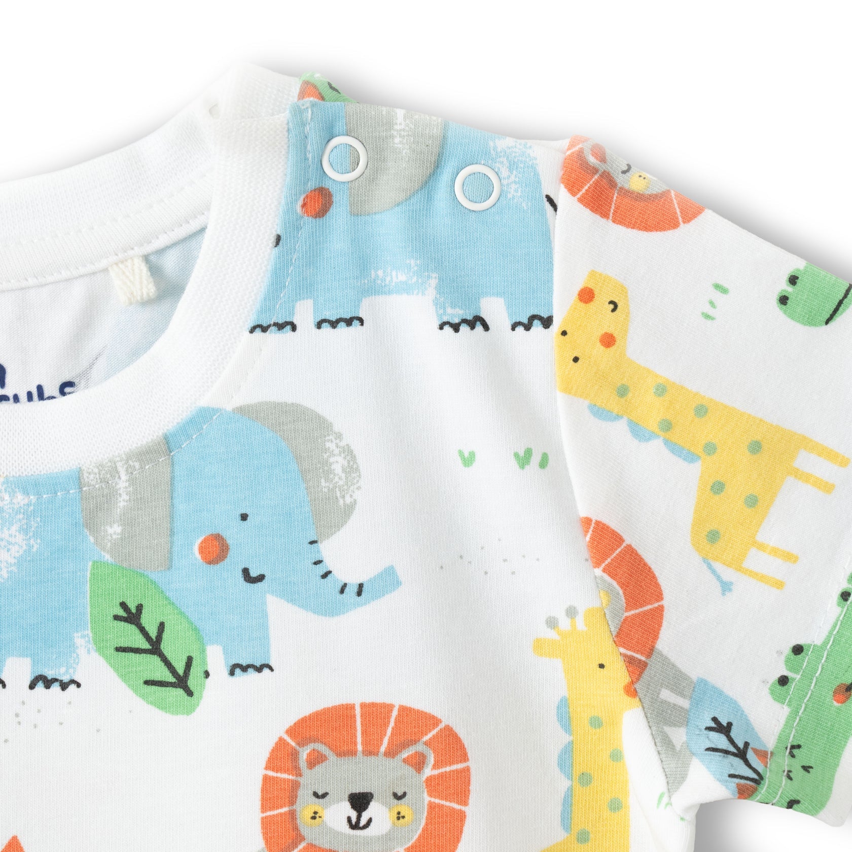 Safari Animal Print Baby Romper With Cargo Pockets